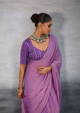 India Silk Lavender Sarees Crafted With The New Trending Moss Fabric Offer A Perfect Blend Of Tradition